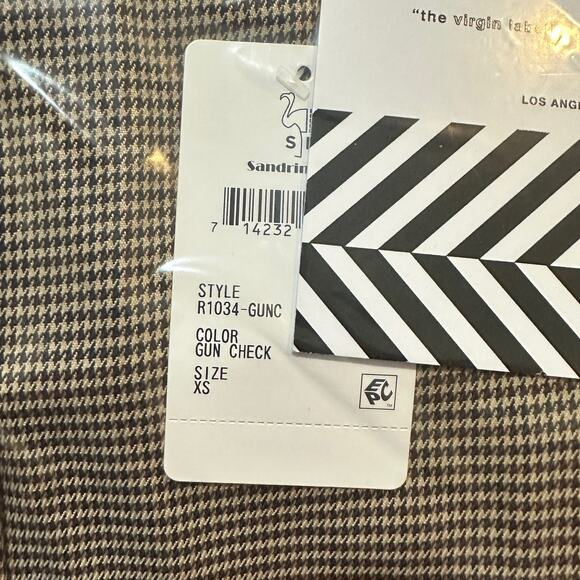 Sandrine Rose Houndstooth Straight Leg Cropped Pants Tan/Brown Women XS NWT - Picture 3 of 9